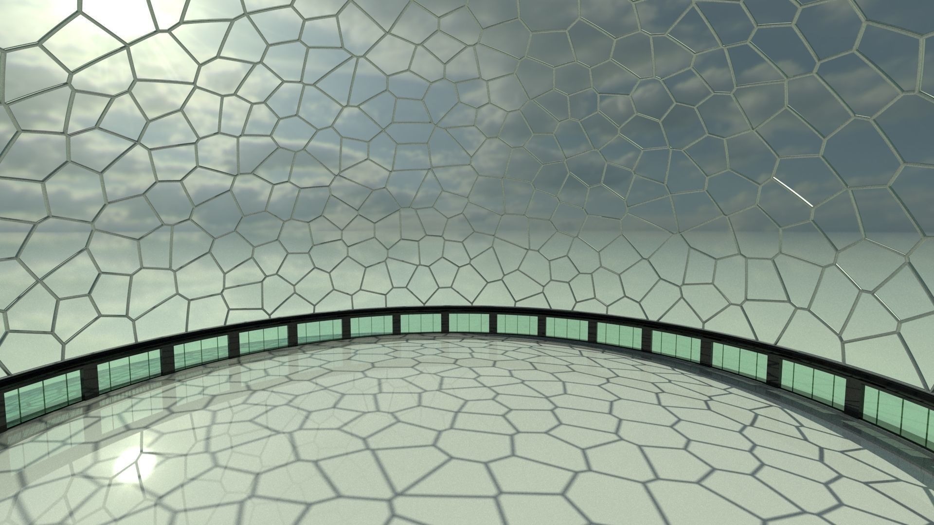 Voronoi building exterior structure and base 3D model_2