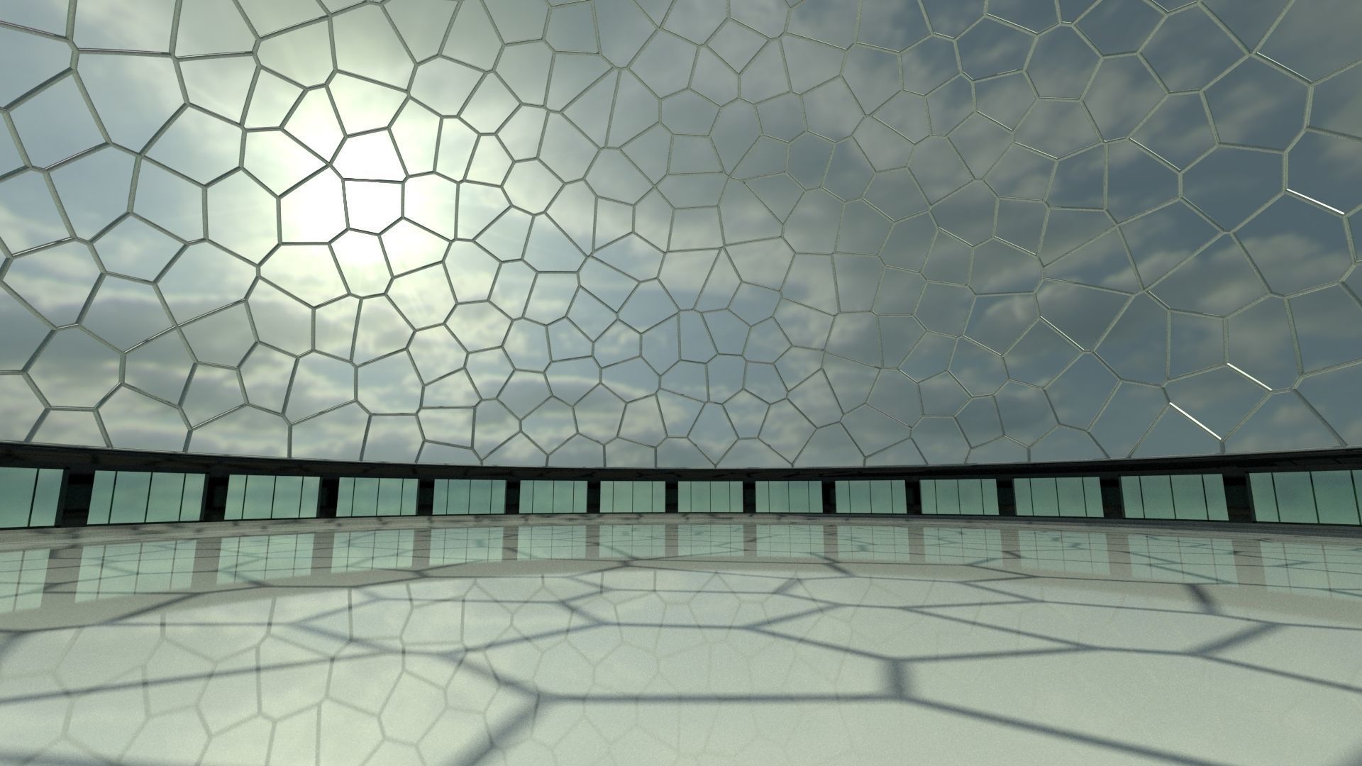 Voronoi building exterior structure and base 3D model_3