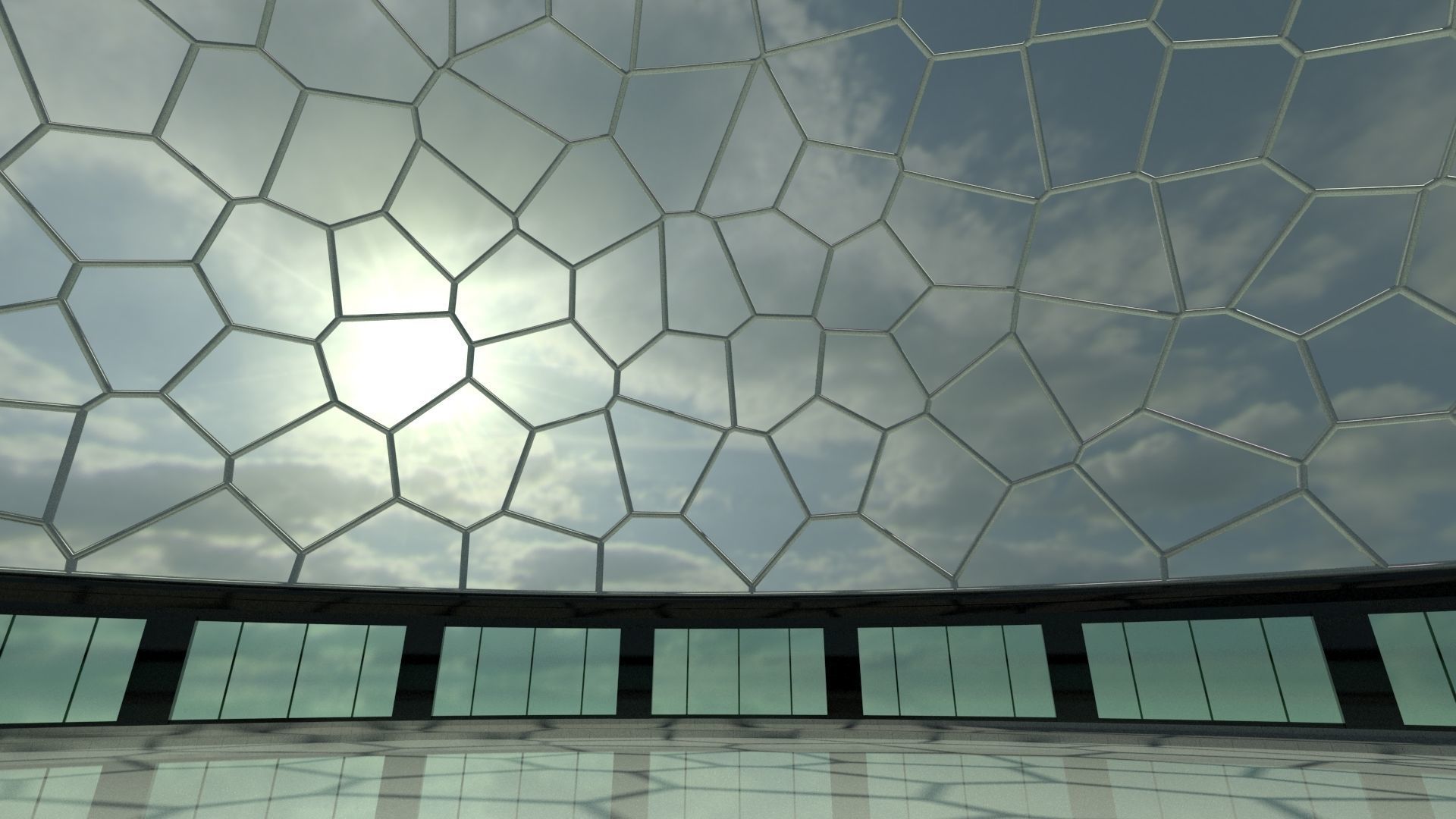 Voronoi building exterior structure and base 3D model_5