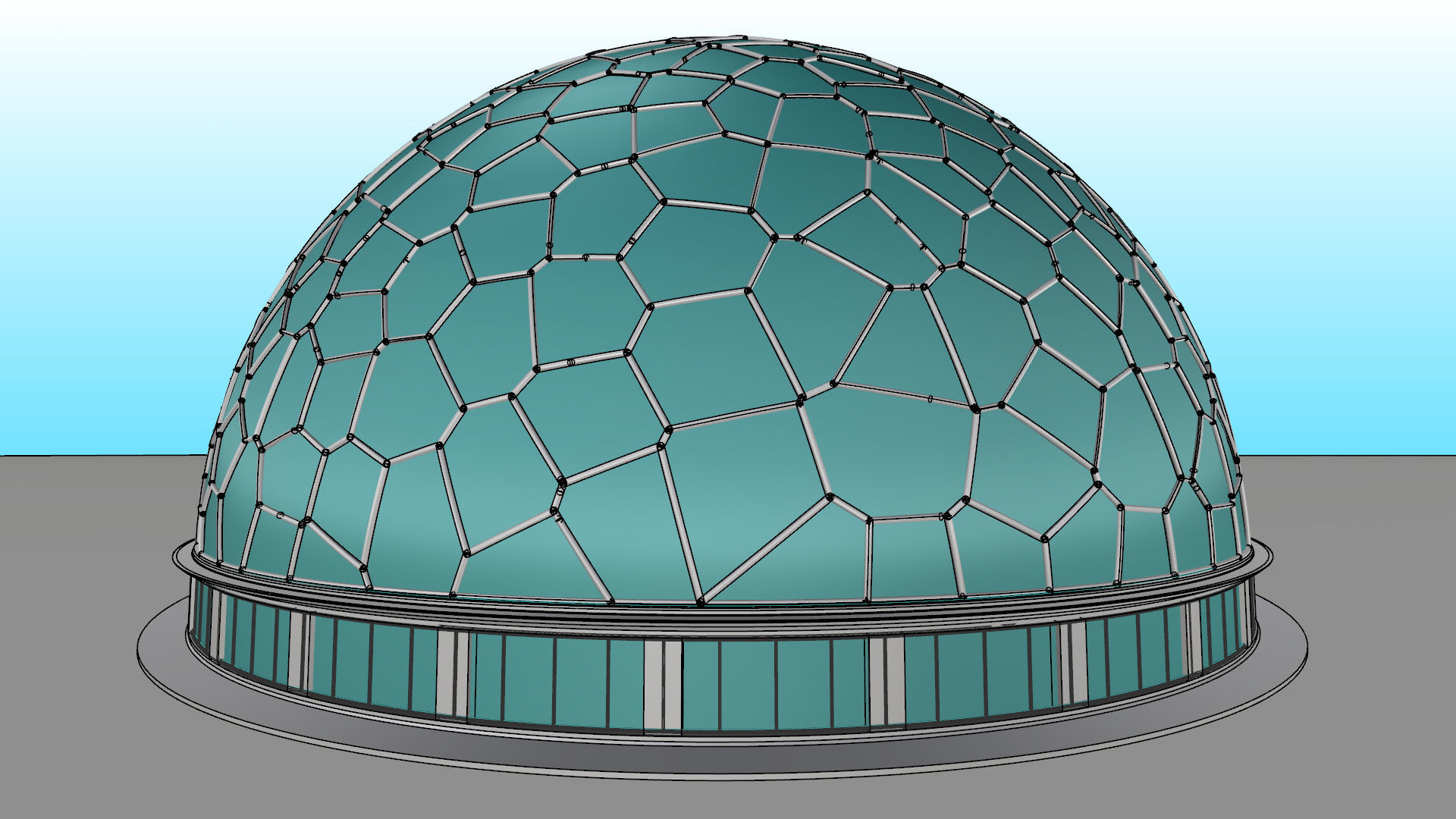 Voronoi building exterior structure and base 3D model_8