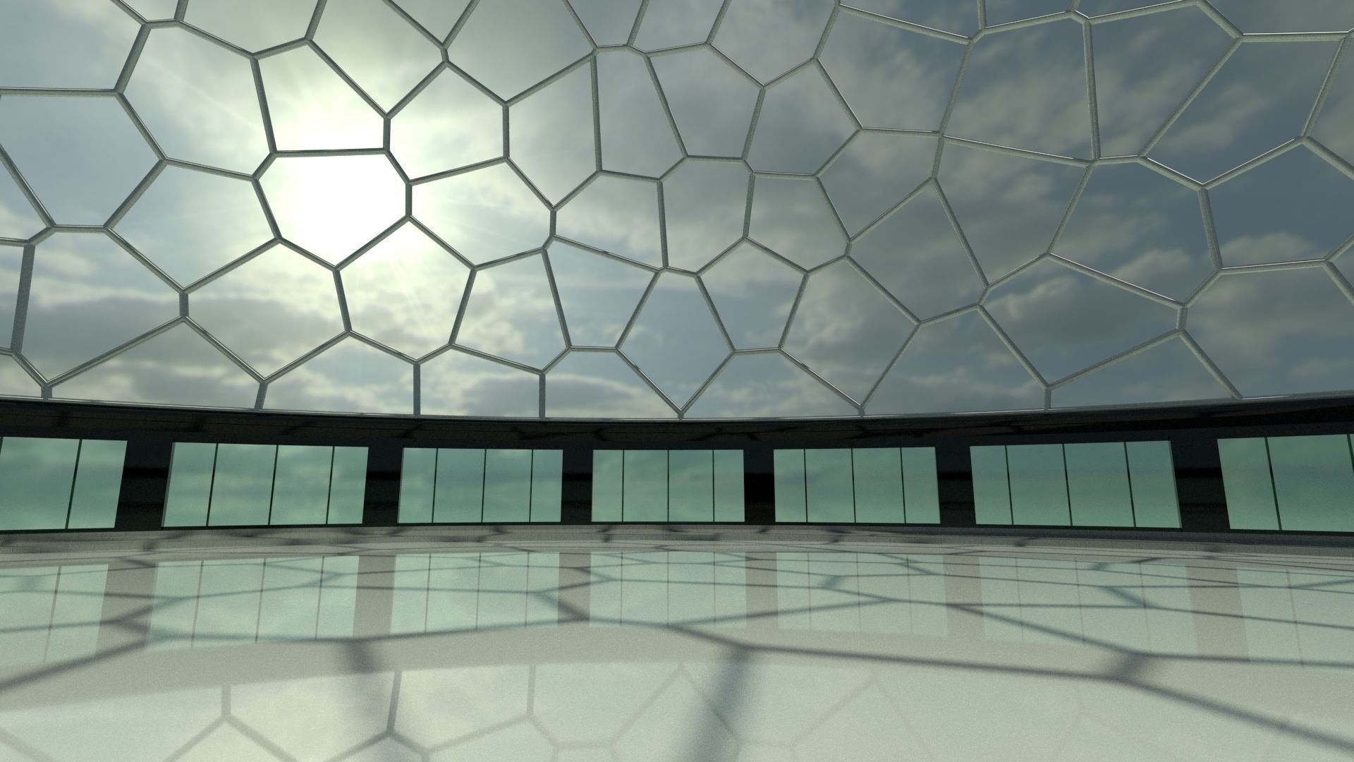 Voronoi building exterior structure and base 3D model_4