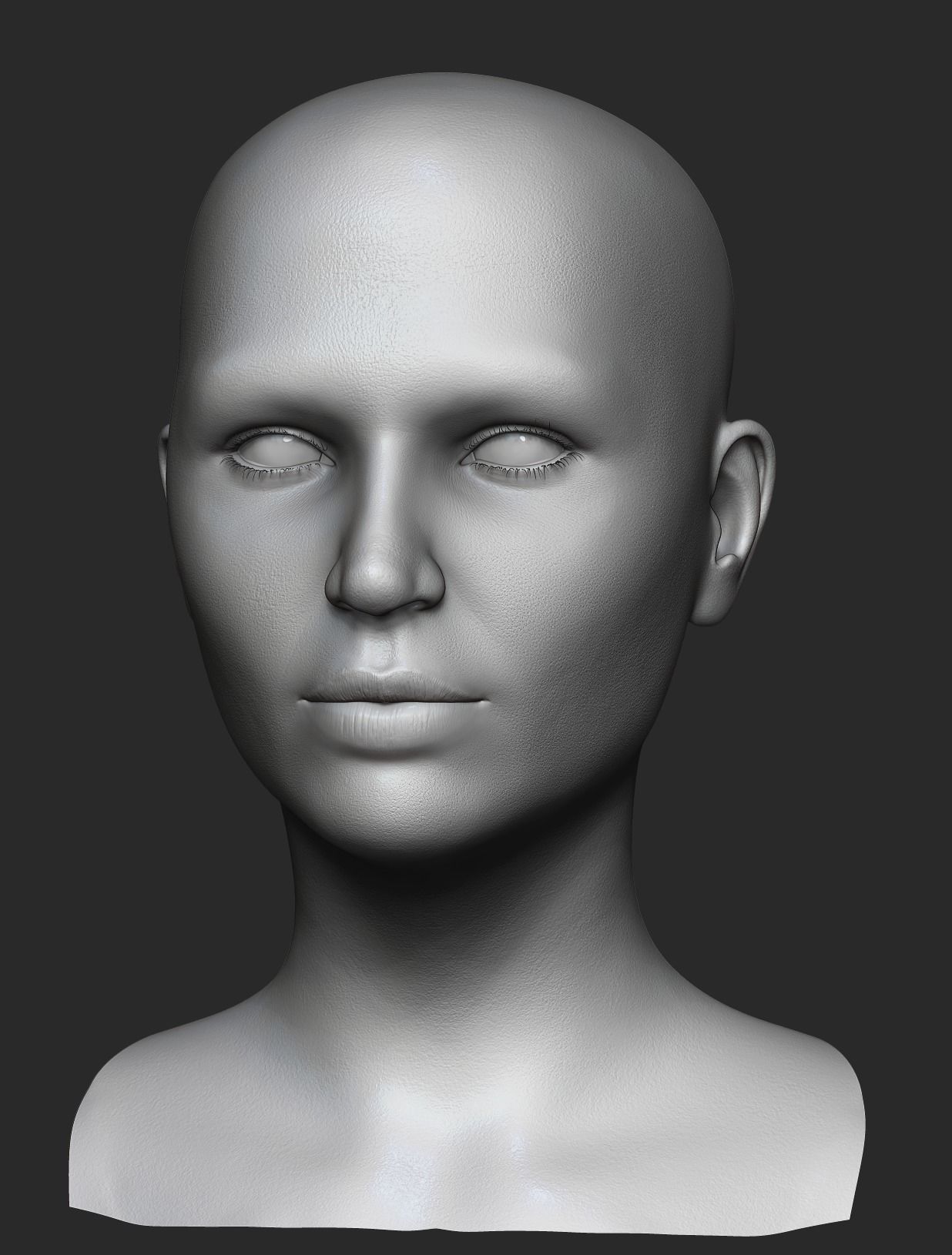 Realistic Female Head 3D Model 3D model_6
