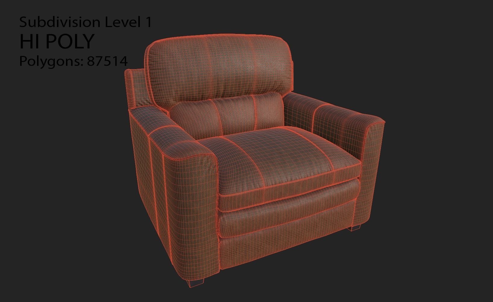 Gleason armchair sofa HI Resolution Low-poly 3D model_23