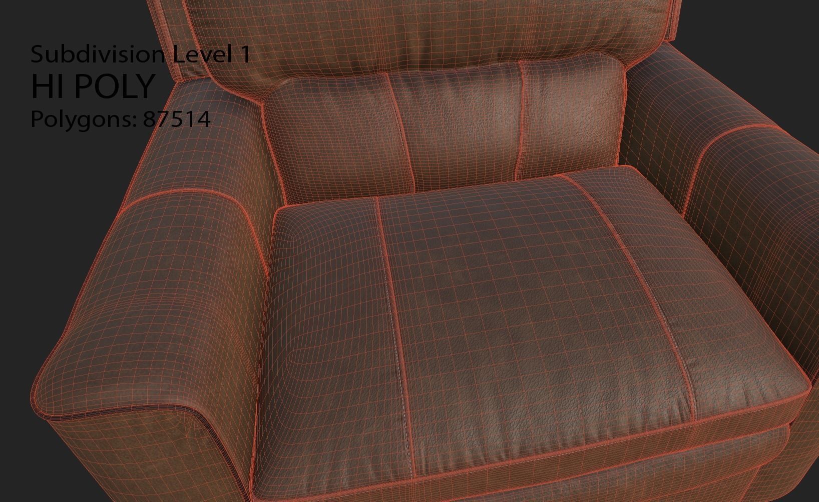 Gleason armchair sofa HI Resolution Low-poly 3D model_29