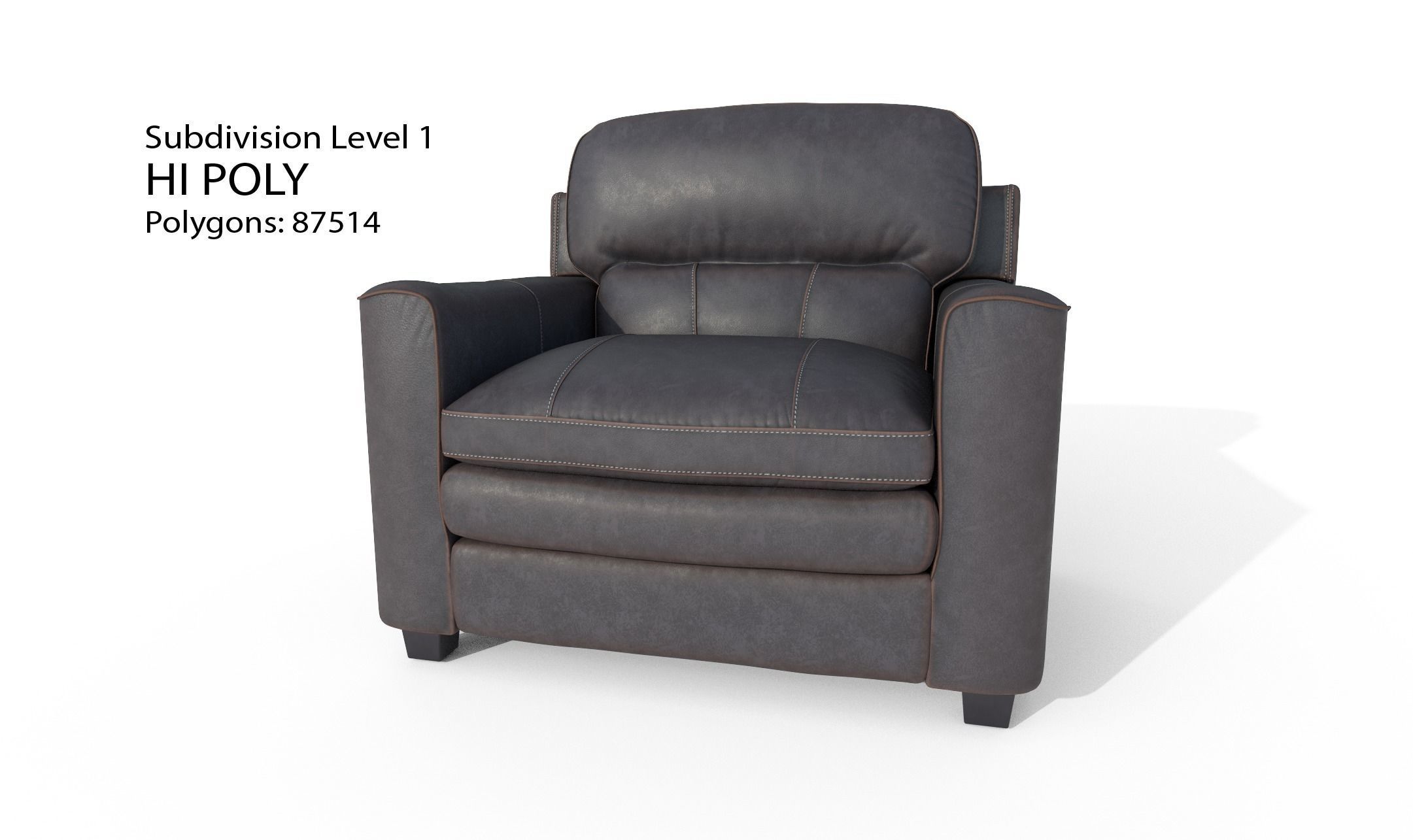 Gleason armchair sofa HI Resolution Low-poly 3D model_9