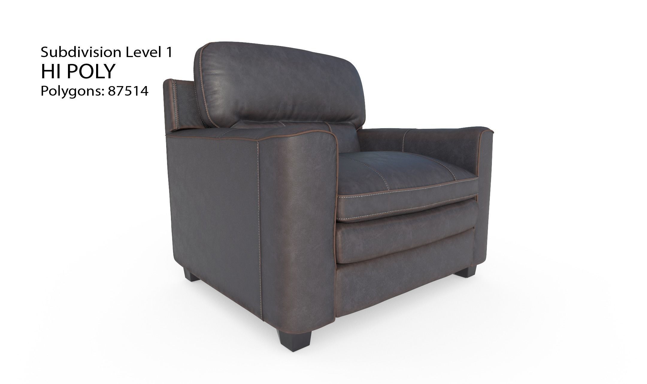 Gleason armchair sofa HI Resolution Low-poly 3D model_11