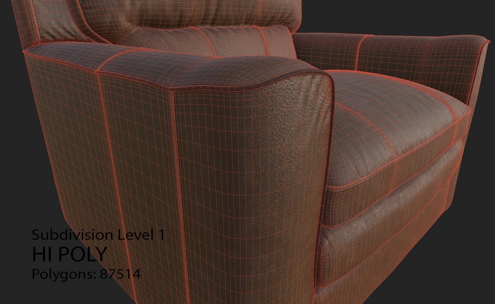 Gleason armchair sofa HI Resolution Low-poly 3D model_30