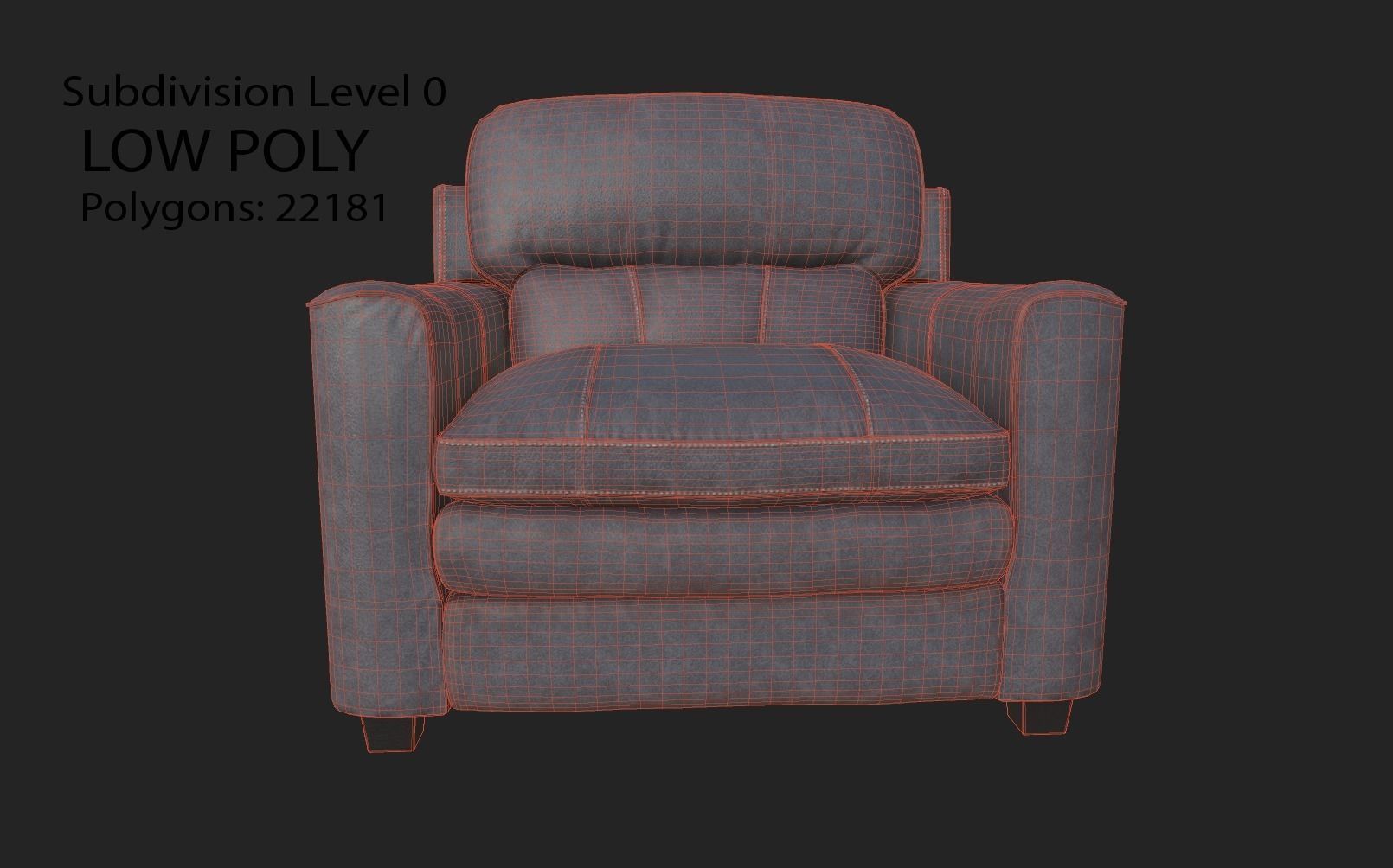Gleason armchair sofa HI Resolution Low-poly 3D model_24