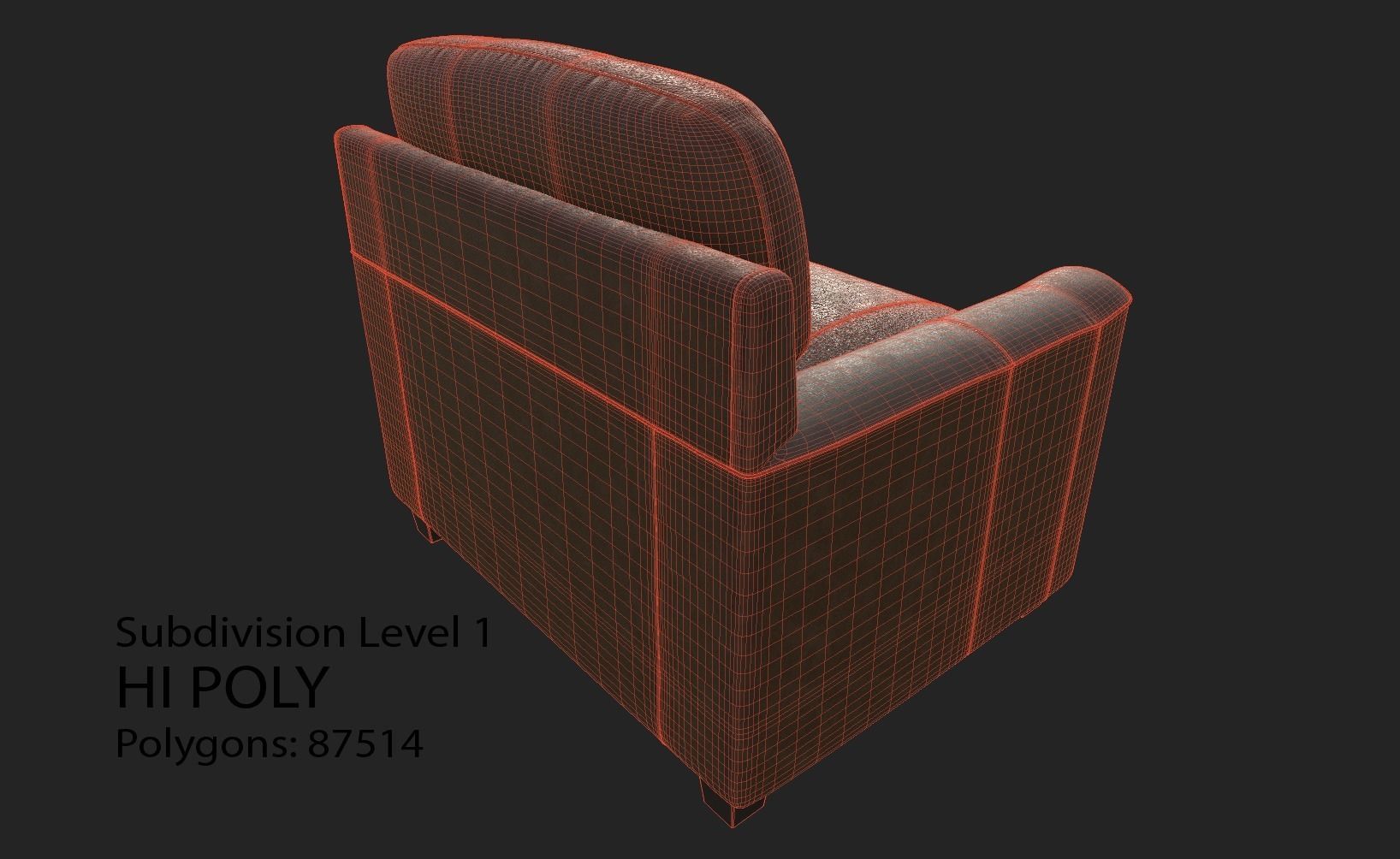 Gleason armchair sofa HI Resolution Low-poly 3D model_27