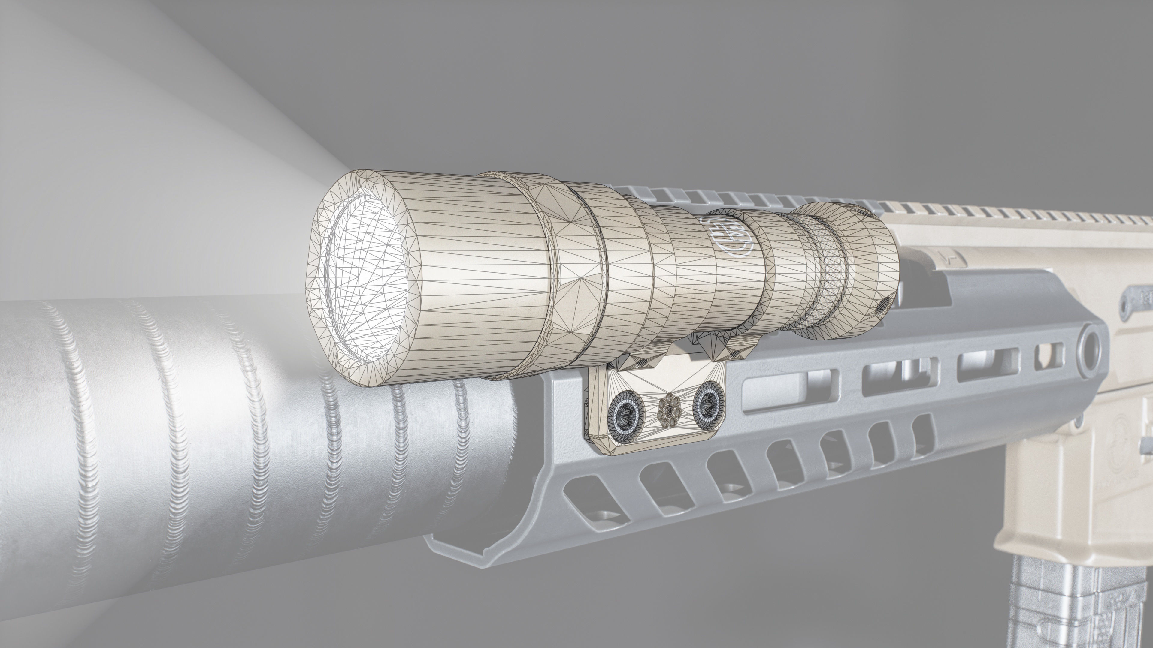 Surefire M300C Compact LED Scout Rifle Weapon Mounted Light Low-poly 3D model_1