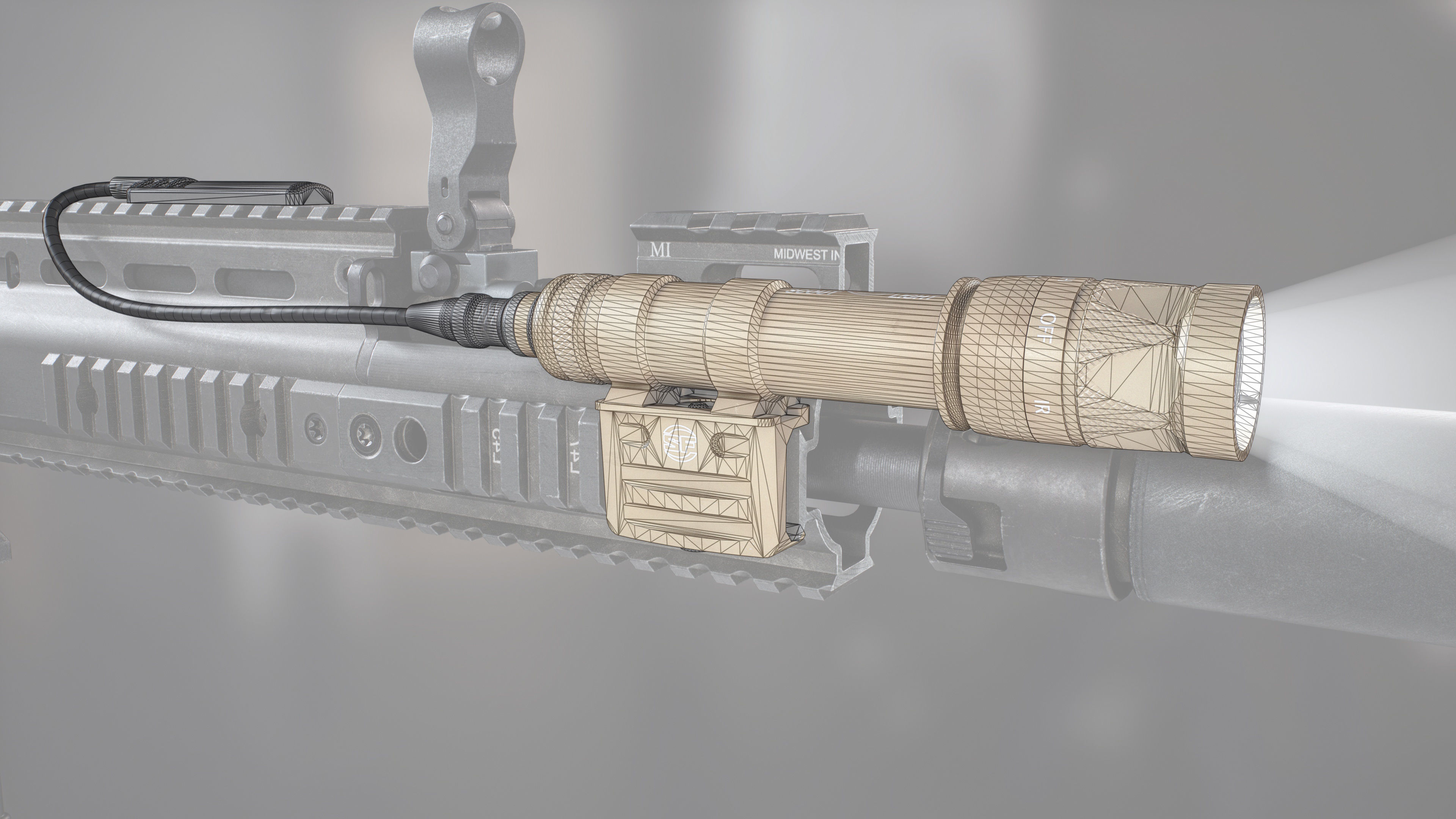 Surefire M600V LED IR Scout Rifle Weapon Mounted Light Low-poly 3D model_1