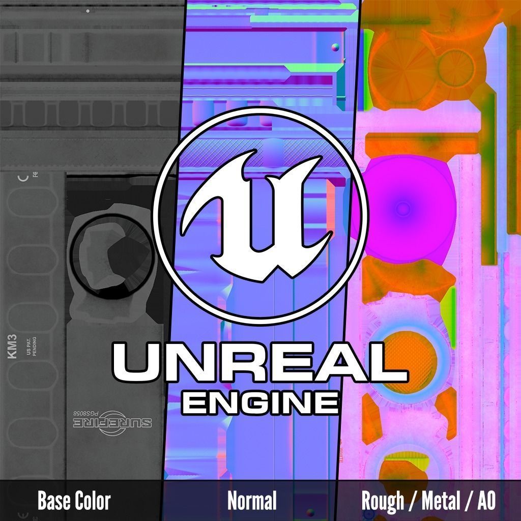 Surefire M952V LED IR Scout Rifle Weapon Mounted Light Low-poly 3D model_36