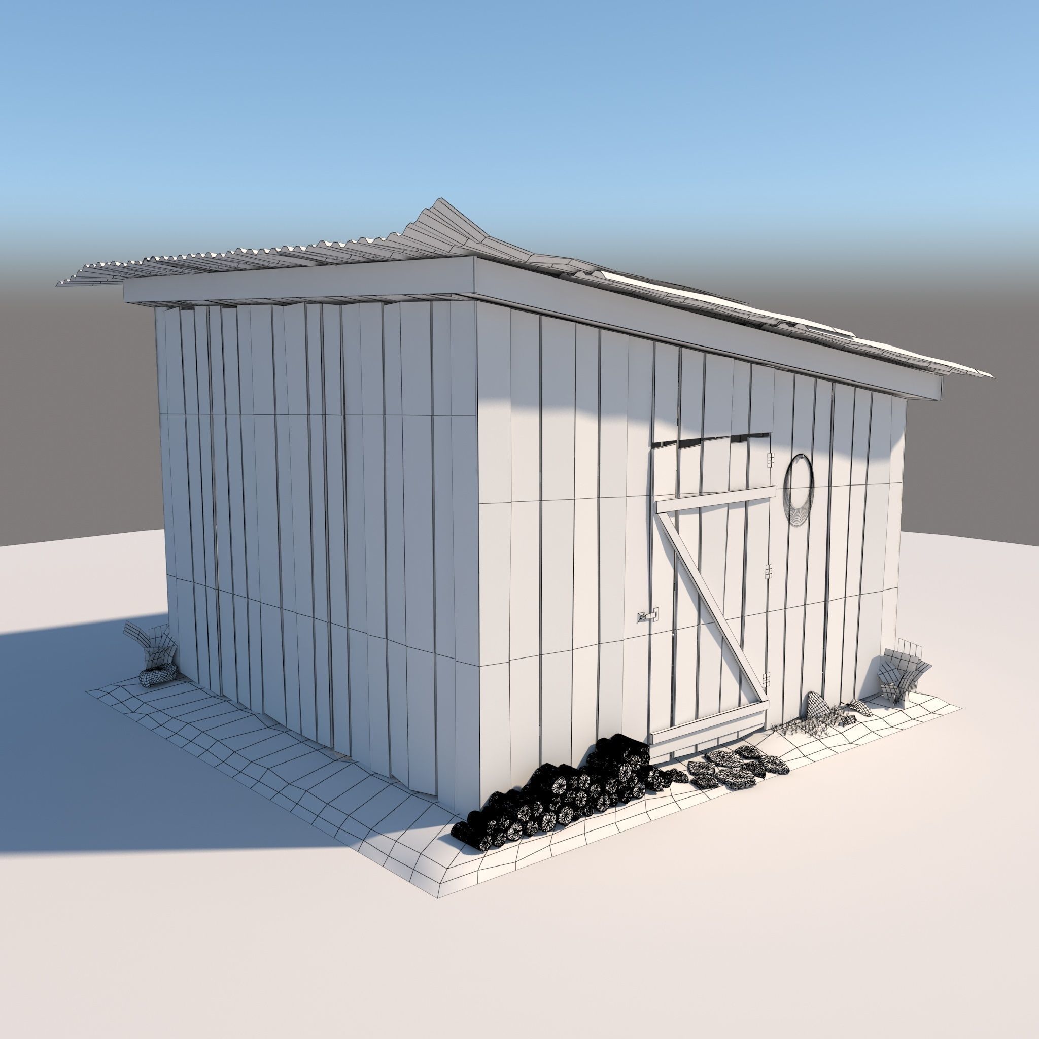 3D wooden Shed 3 model 3D model_7