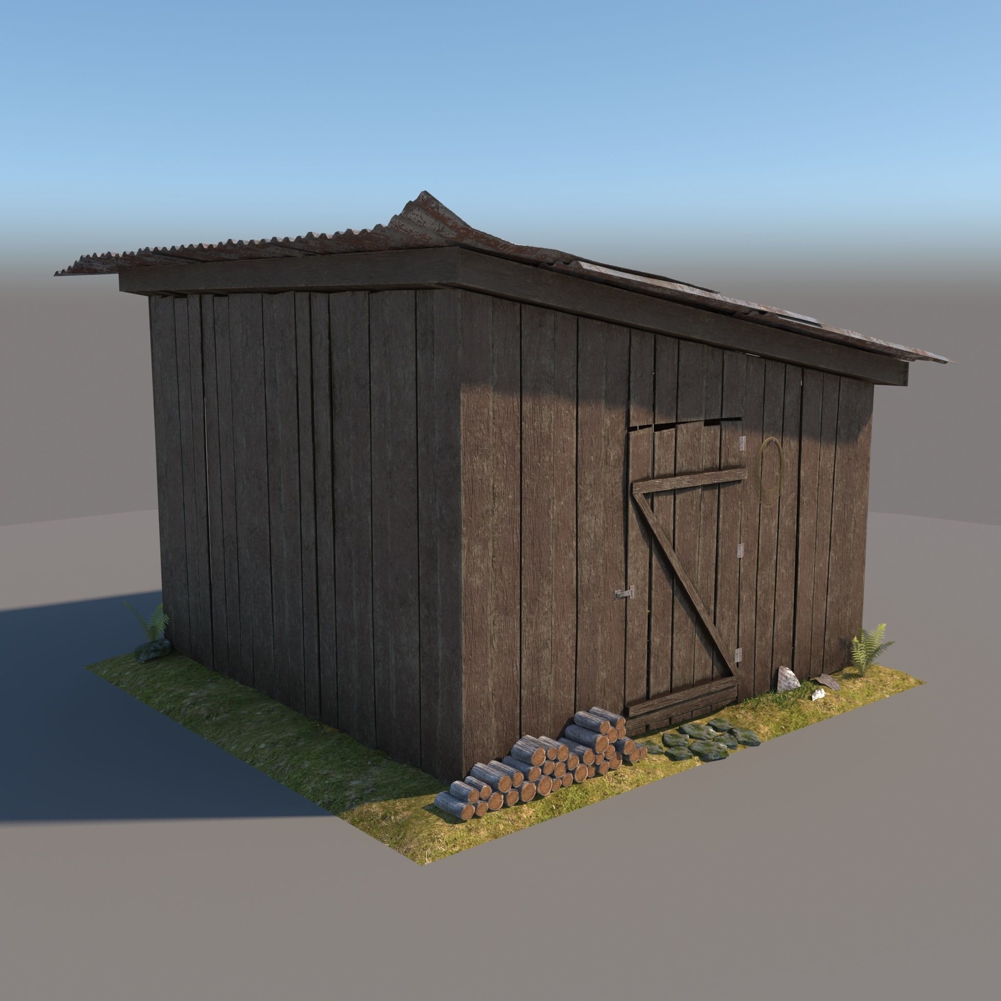 3D wooden Shed 3 model 3D model_6