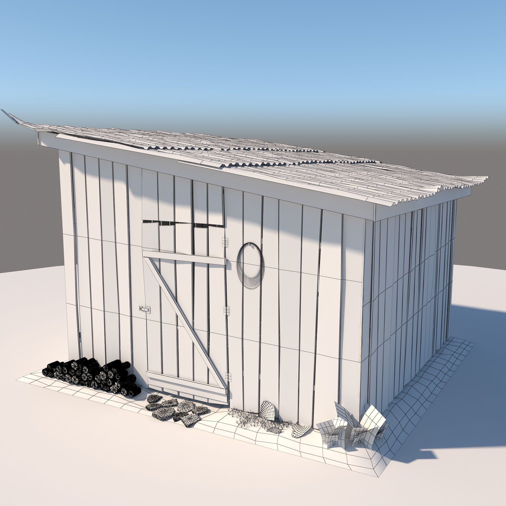 3D wooden Shed 3 model 3D model_1