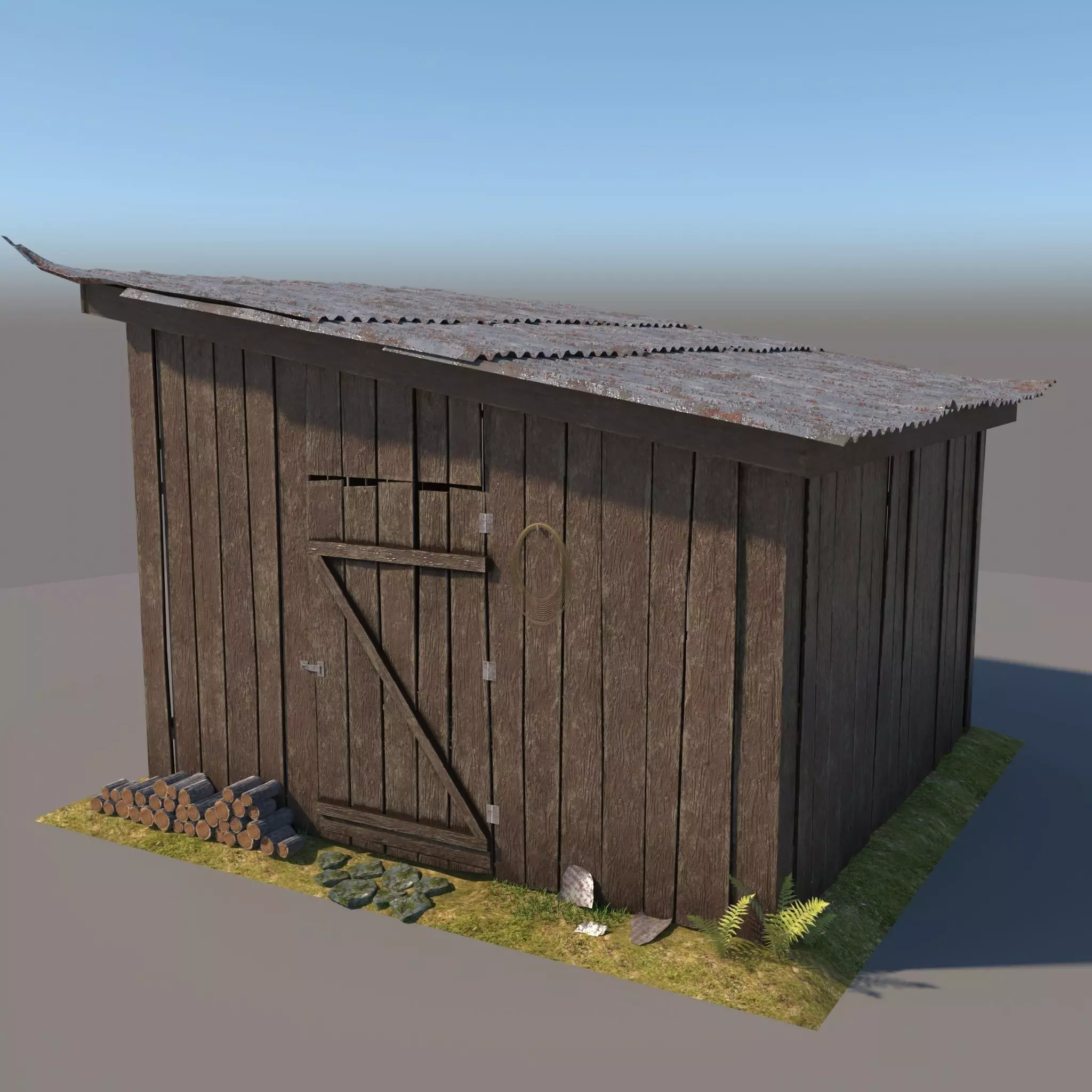 3D wooden Shed 3 model 3D model_0