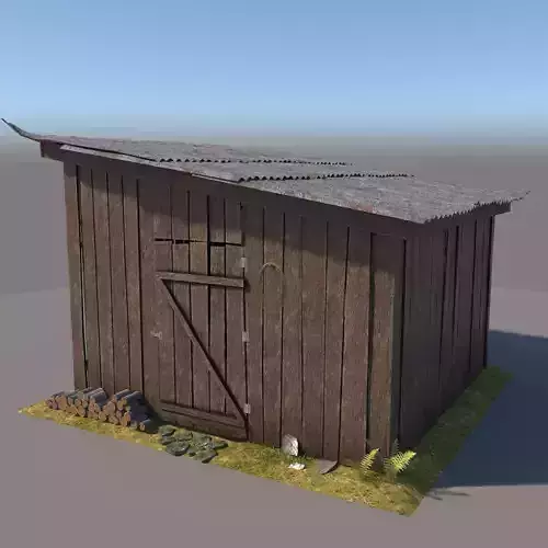3D wooden Shed 3 model 3D model