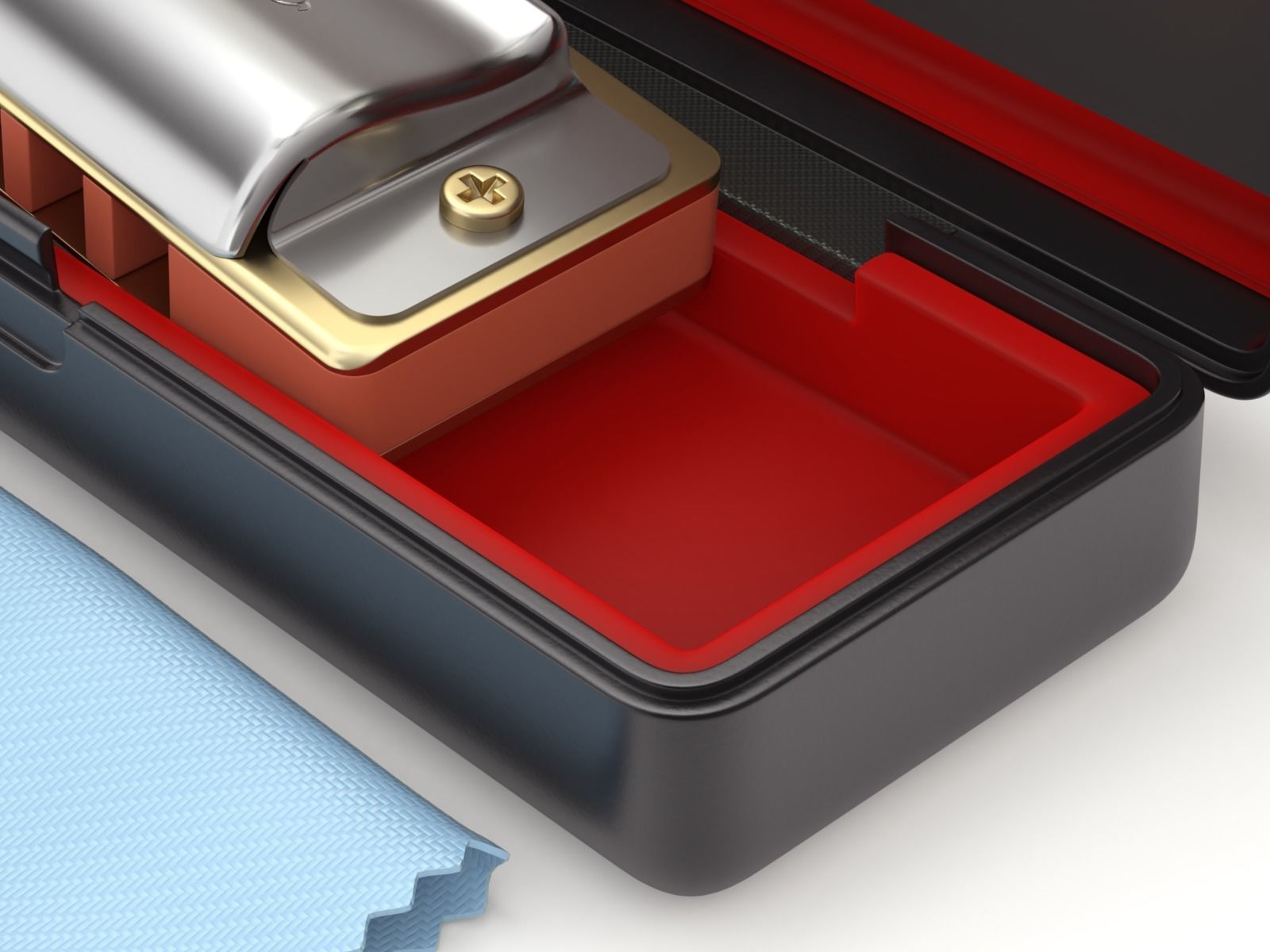 Harmonica with Box 3D model_8