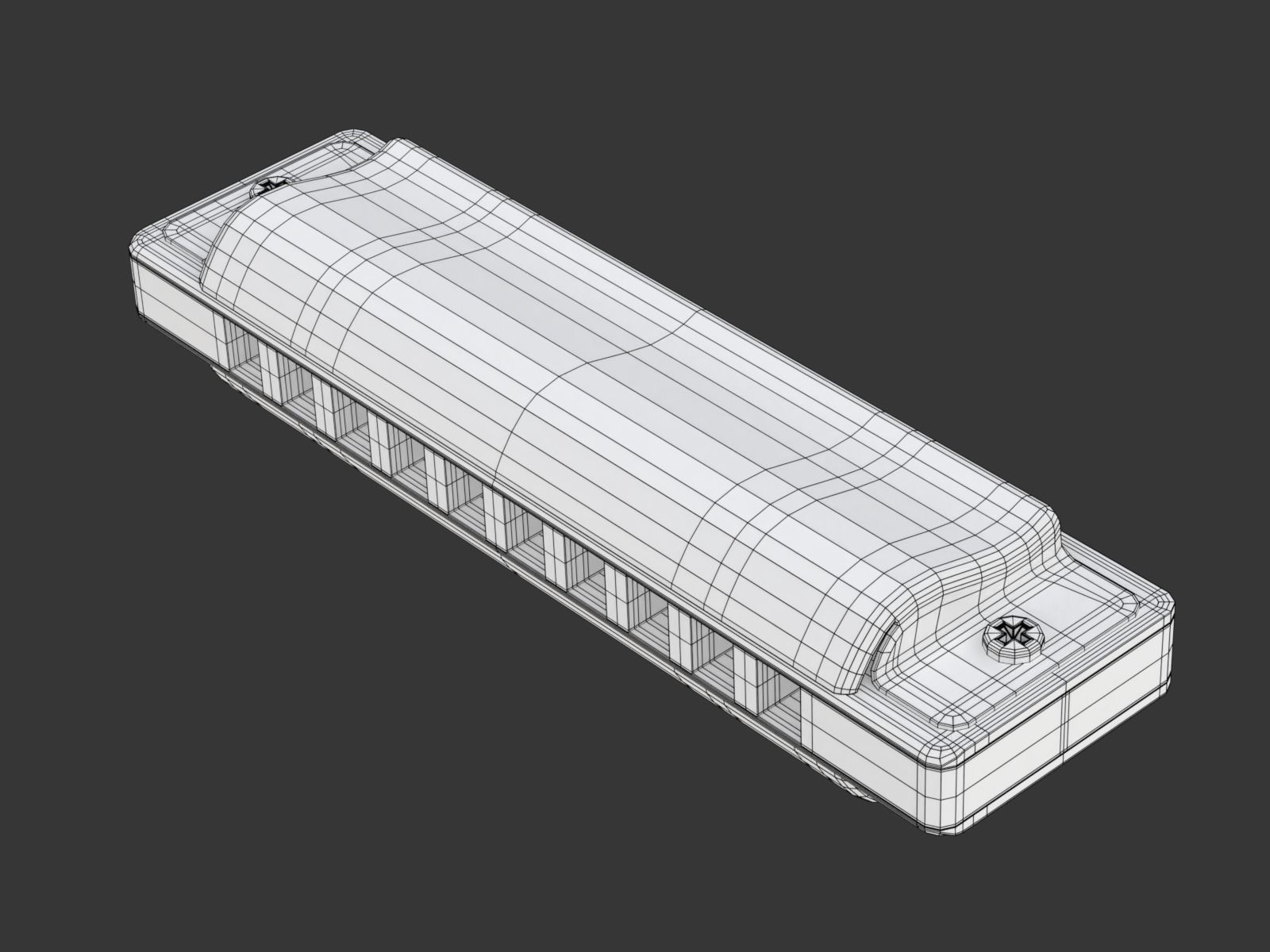 Harmonica with Box 3D model_28