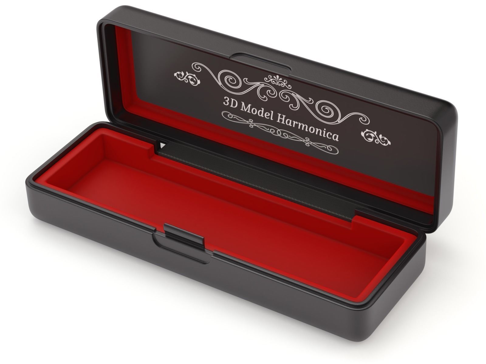 Harmonica with Box 3D model_10