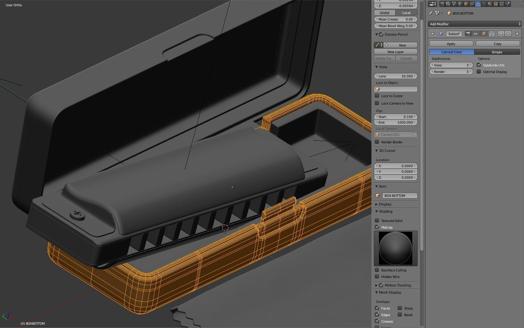 Harmonica with Box 3D model_23