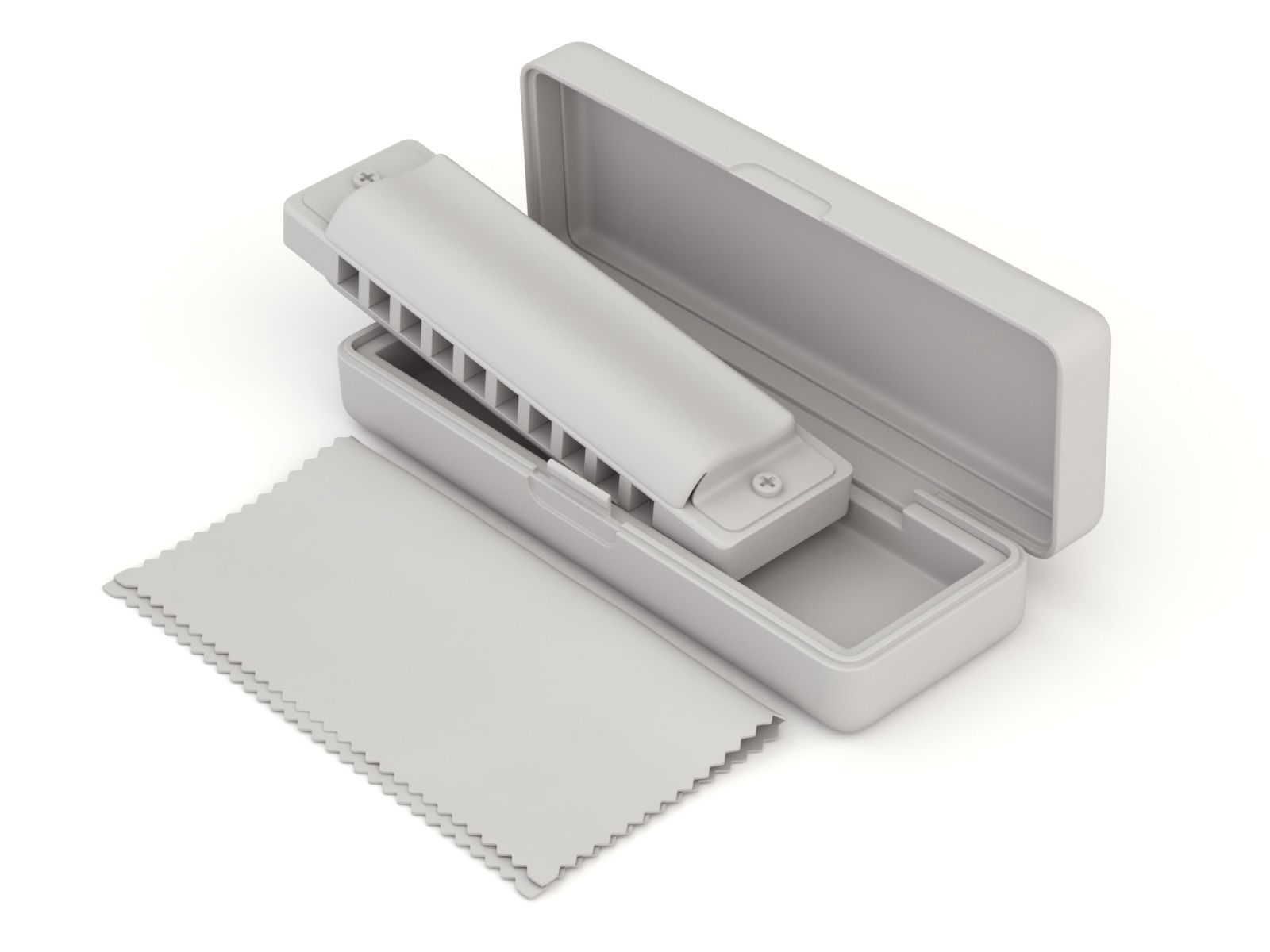 Harmonica with Box 3D model_14