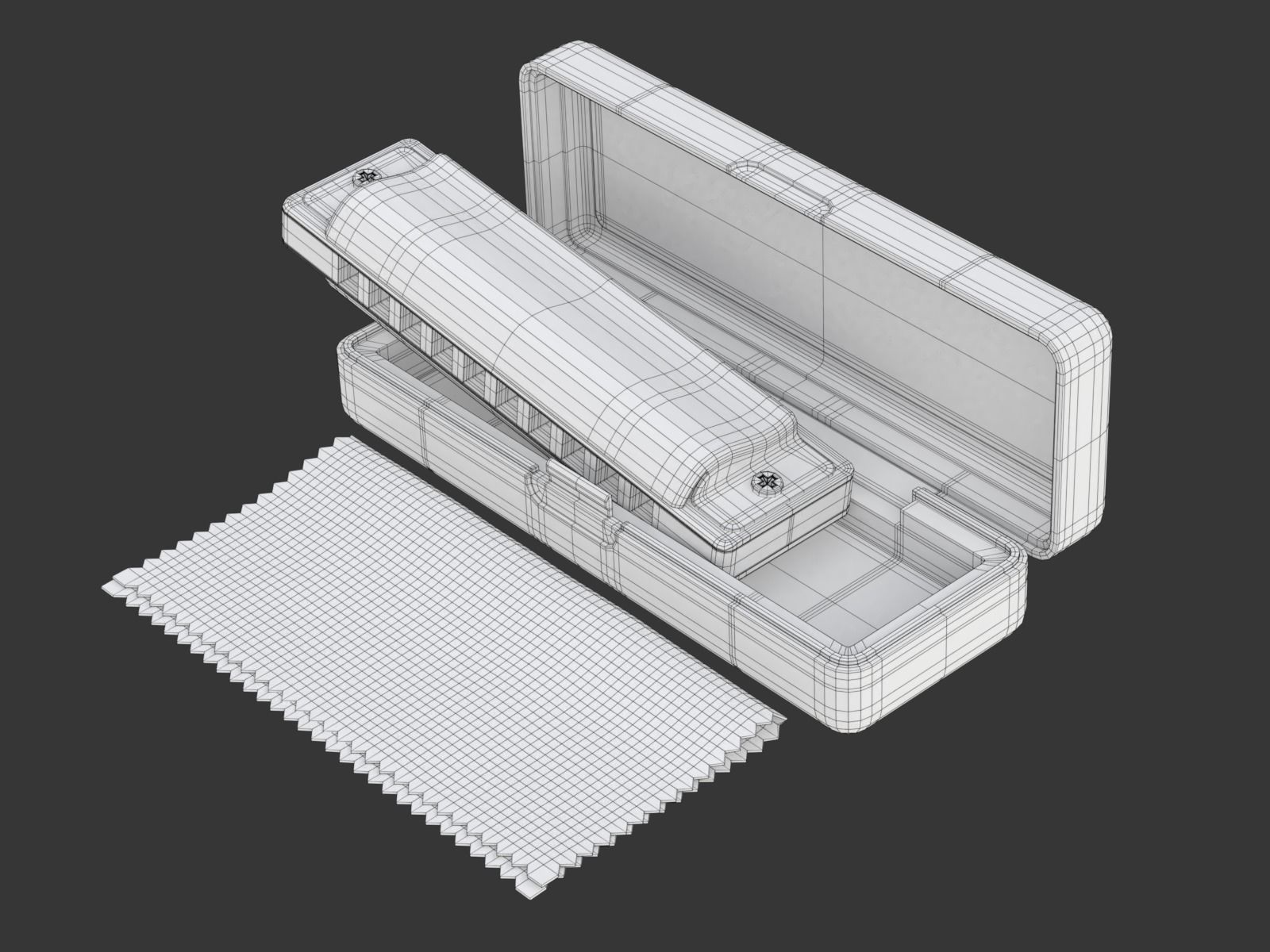 Harmonica with Box 3D model_26
