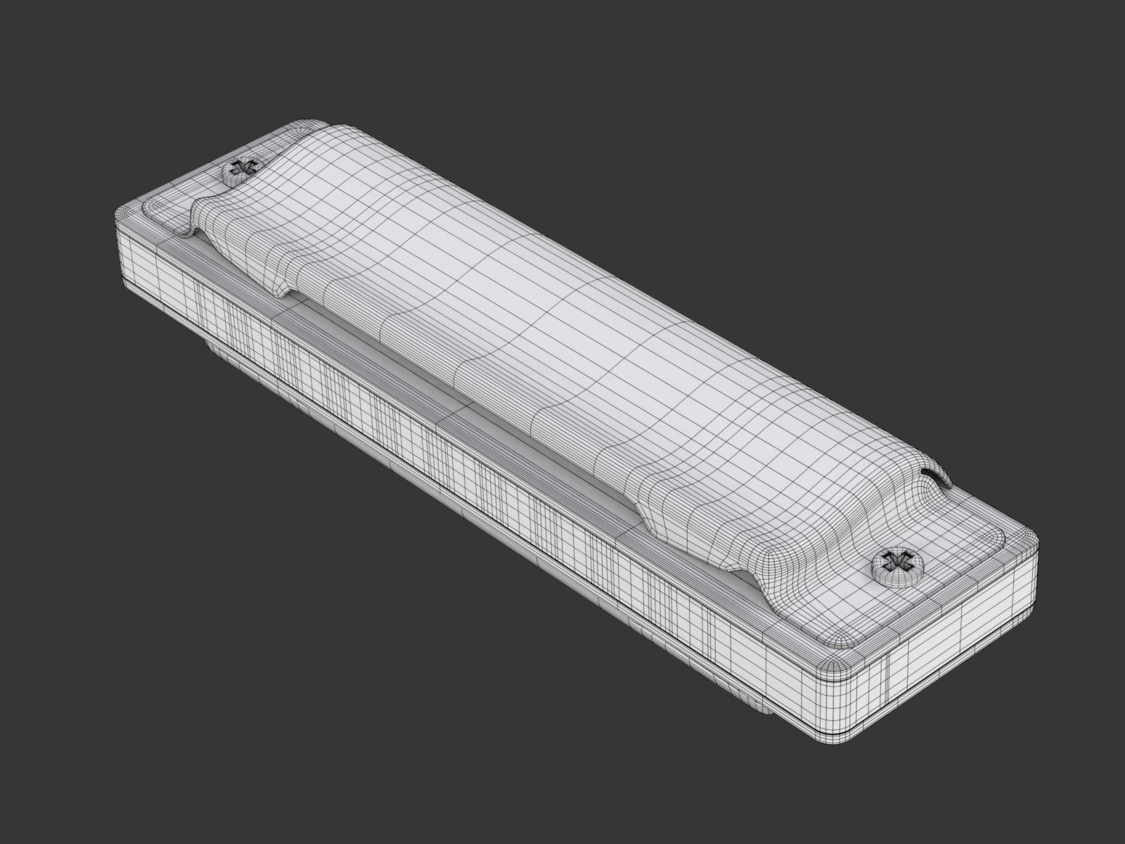 Harmonica with Box 3D model_31