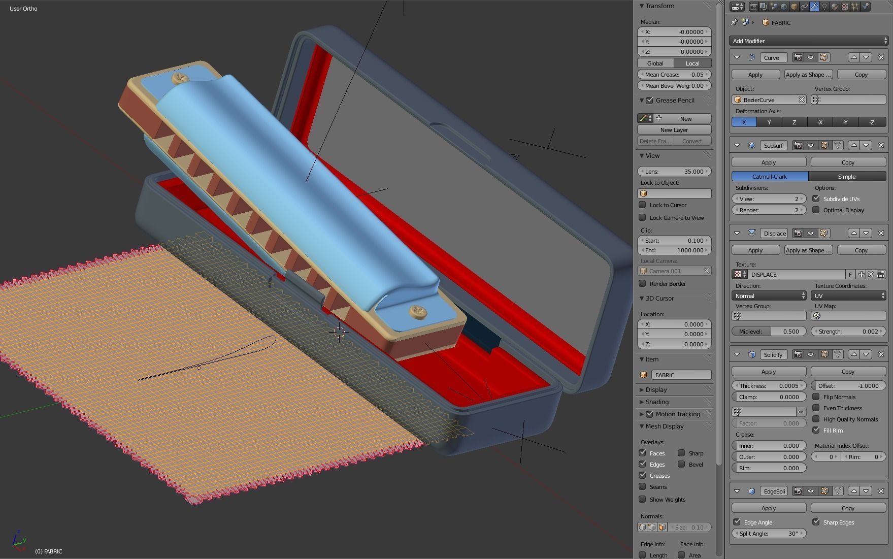 Harmonica with Box 3D model_25