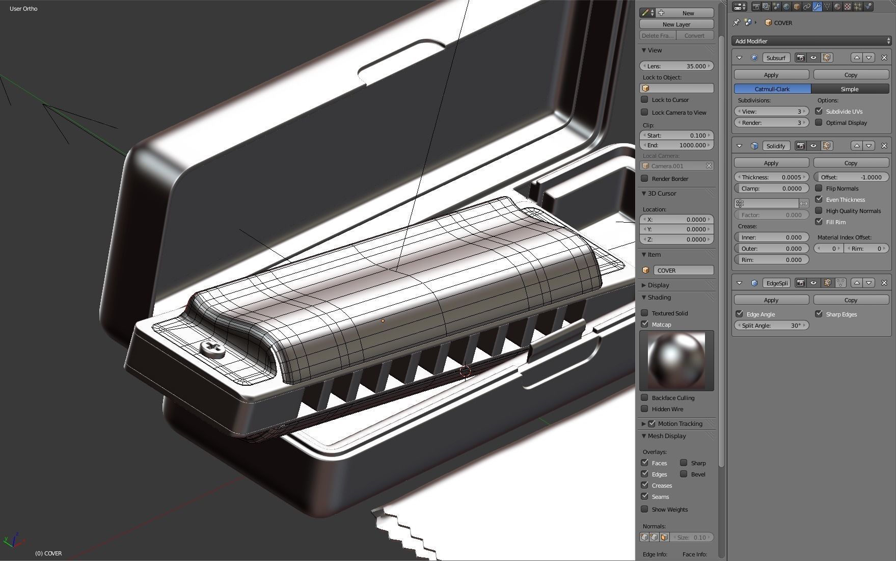 Harmonica with Box 3D model_24