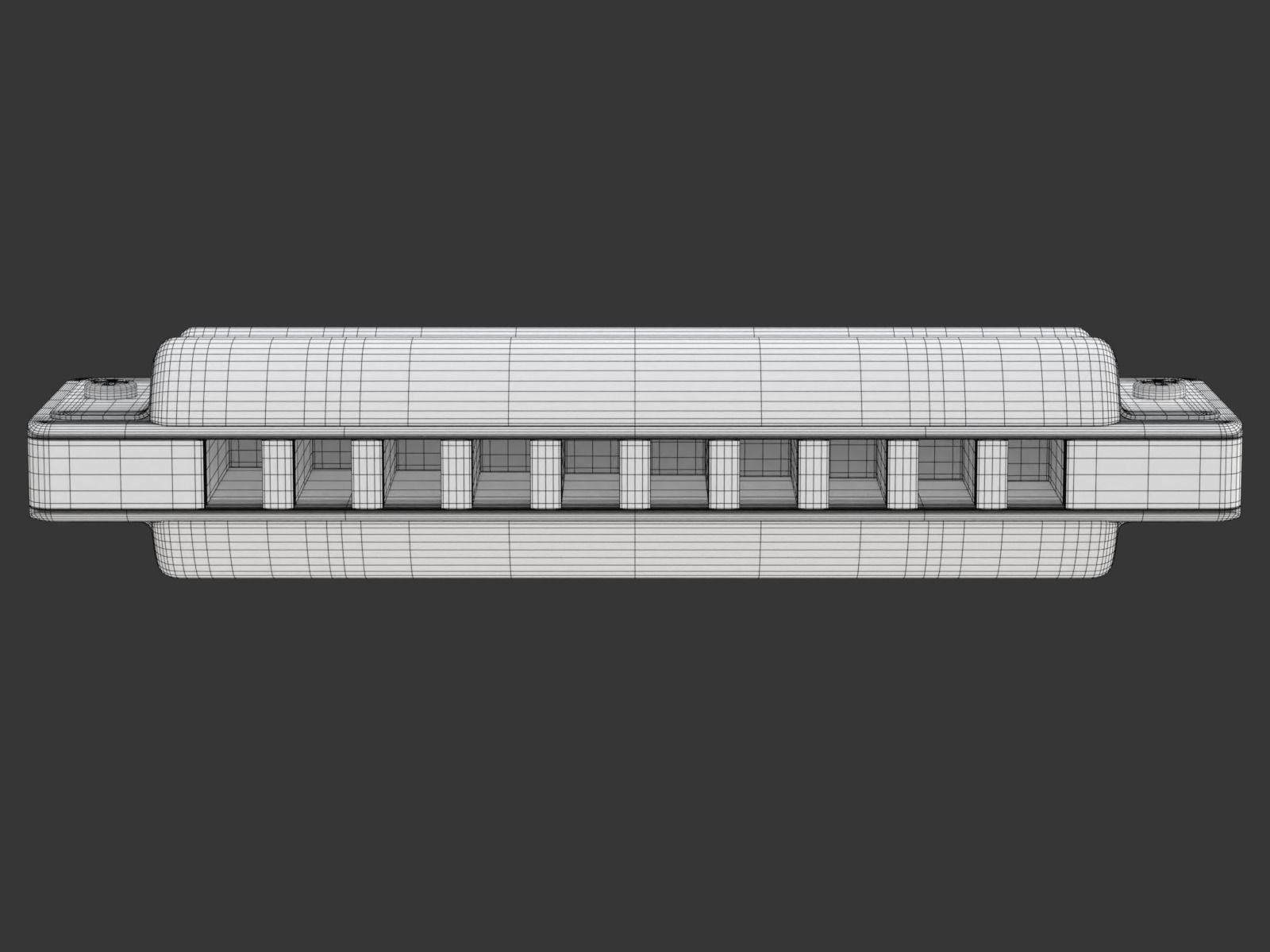 Harmonica with Box 3D model_32