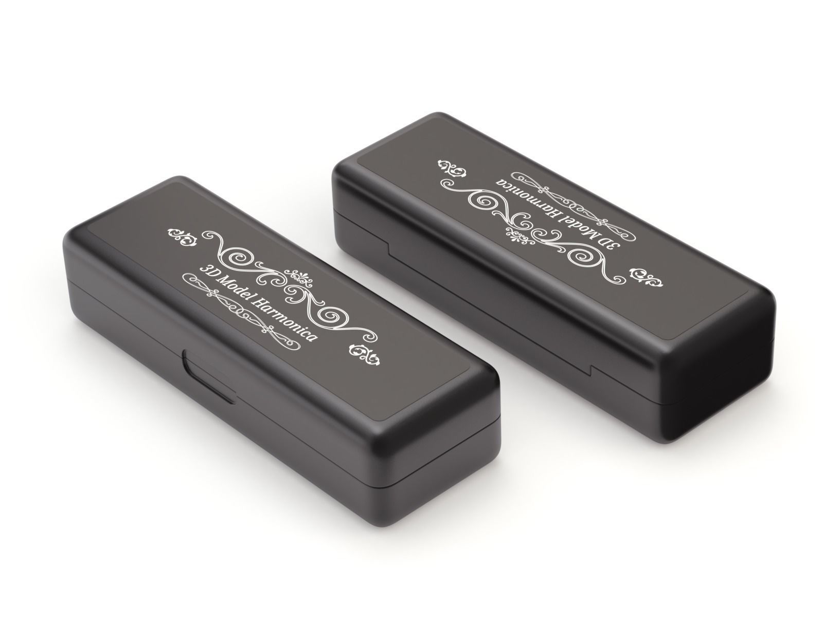 Harmonica with Box 3D model_3