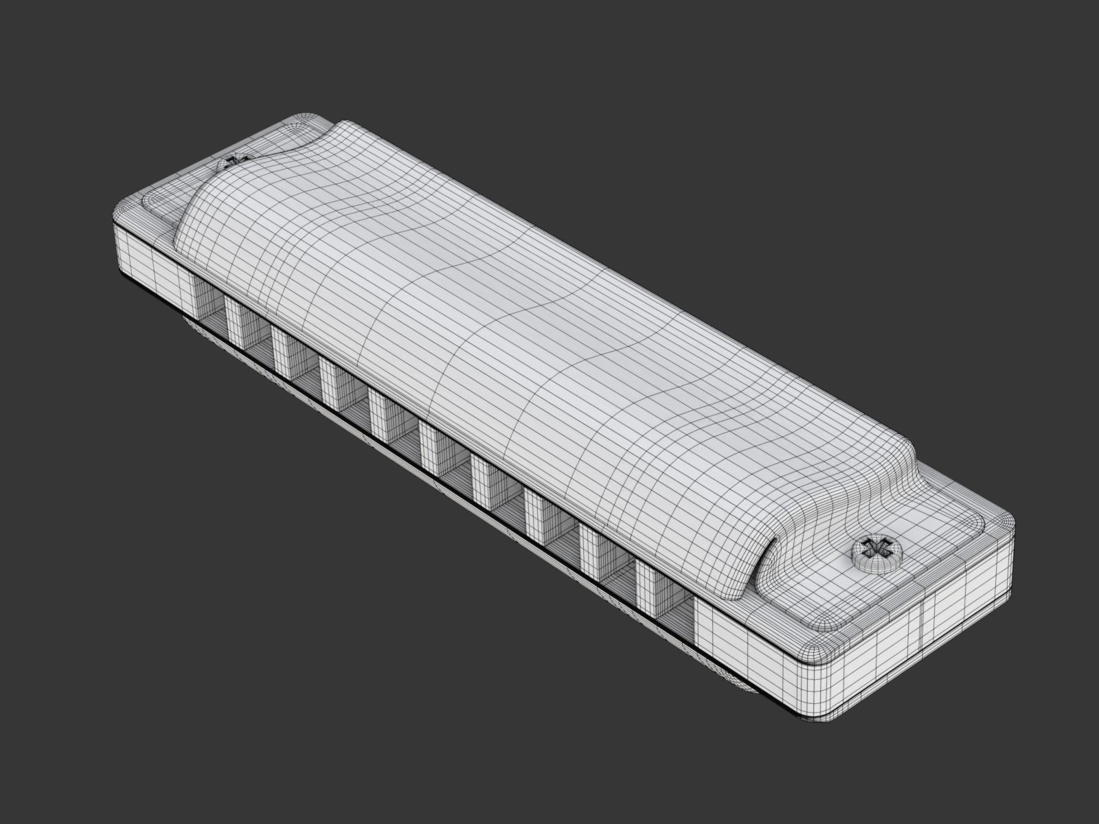 Harmonica with Box 3D model_30