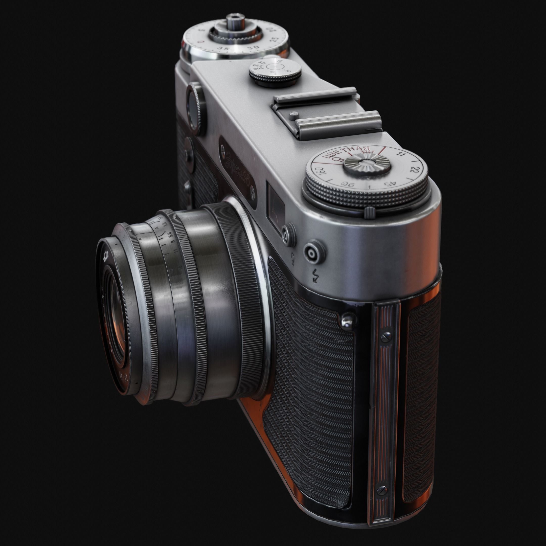 Zorki-6 camera - Model and Textures - Blender Eevee Low-poly 3D model_2
