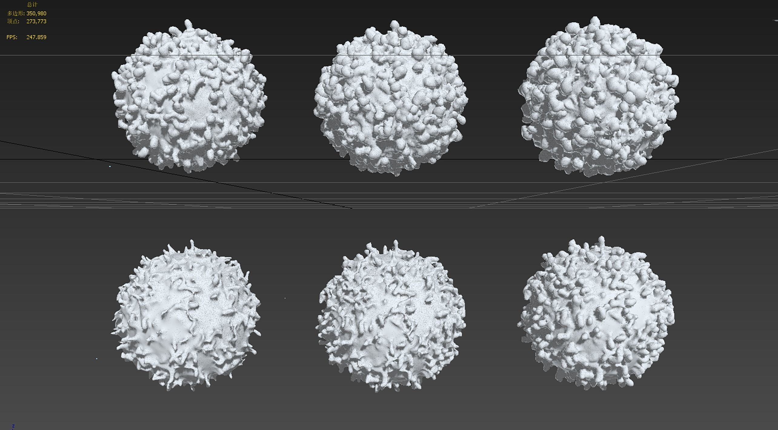 Lymphocyte coronavirus spheres 3D model_4