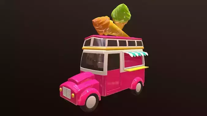 Asset - Cartoons - Car - Ice Cream - 3D Model 