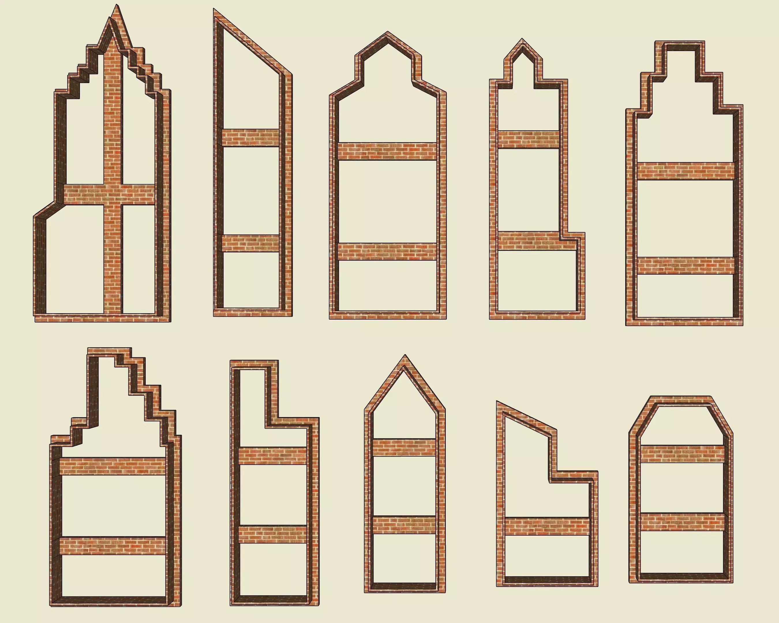 10 Building Silhouette Cookie Cutter Set 3D print model_0