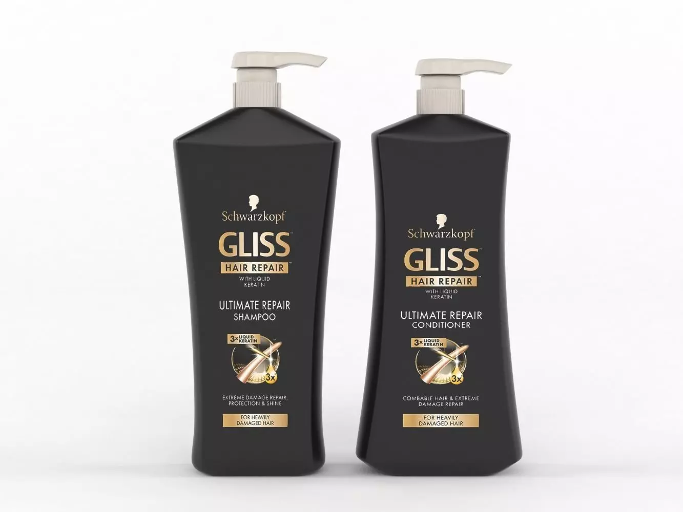 GLISS Hair Repair Ultimate Repair Set Shampoo and Conditioner 3D model