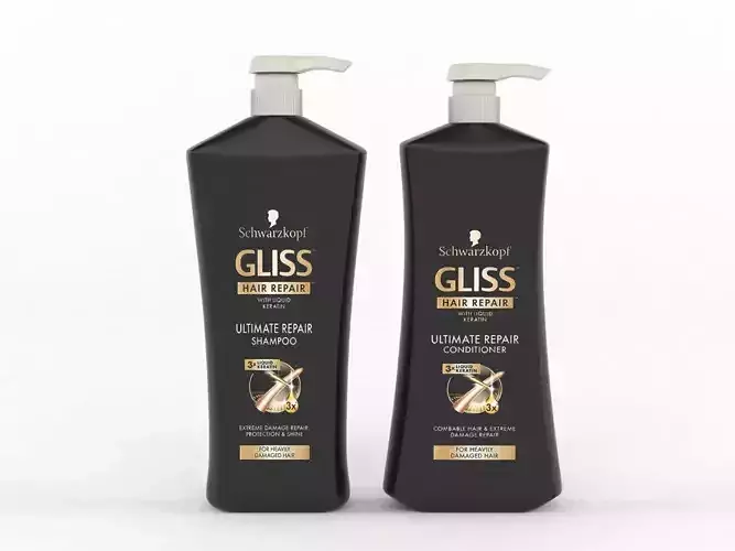 GLISS Hair Repair Ultimate Repair Set Shampoo and Conditioner 3D model