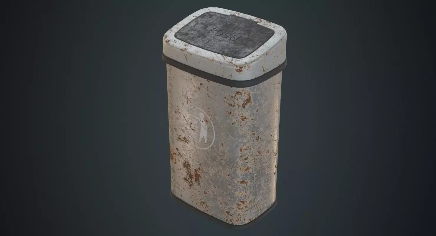 Dustbin 6B Low-poly 3D model_0