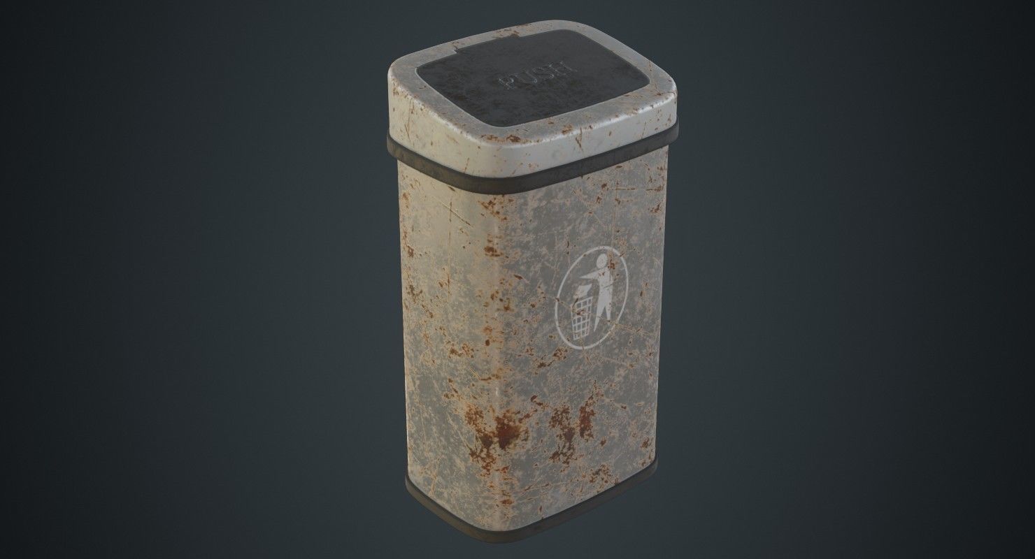 Dustbin 6B Low-poly 3D model_1