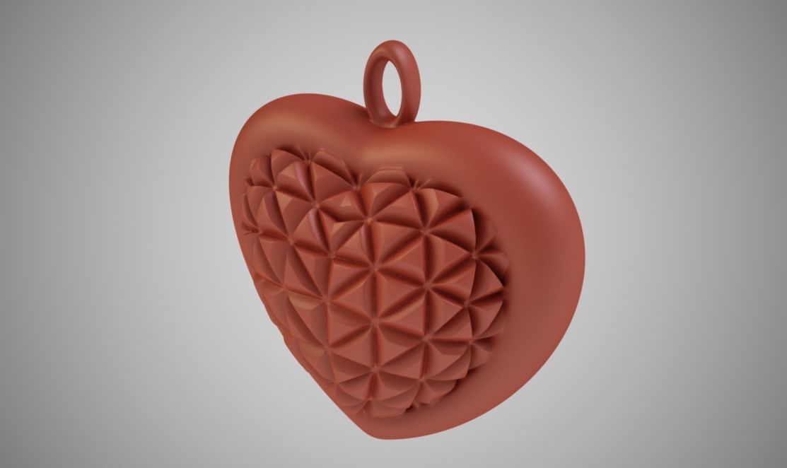 Cone Heart Pendant 3D print model_9