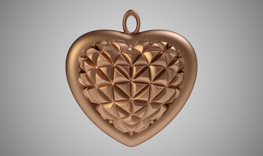 Cone Heart Pendant 3D print model_6