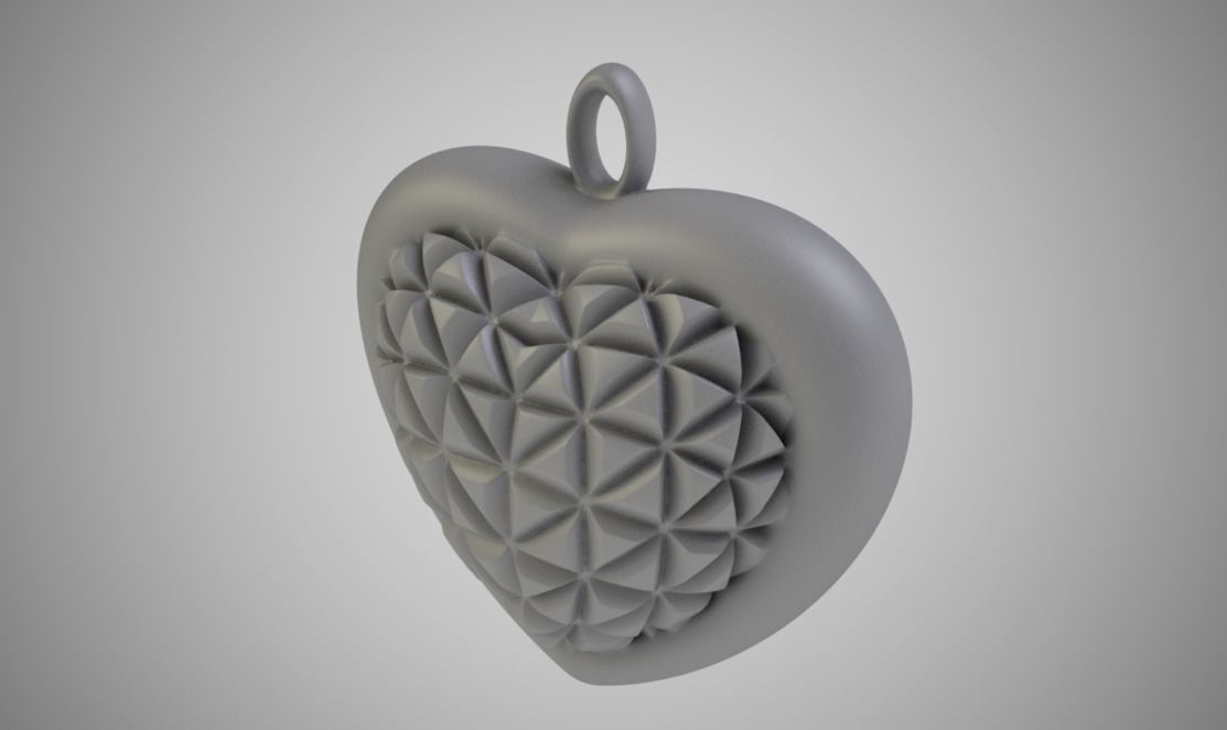 Cone Heart Pendant 3D print model_8