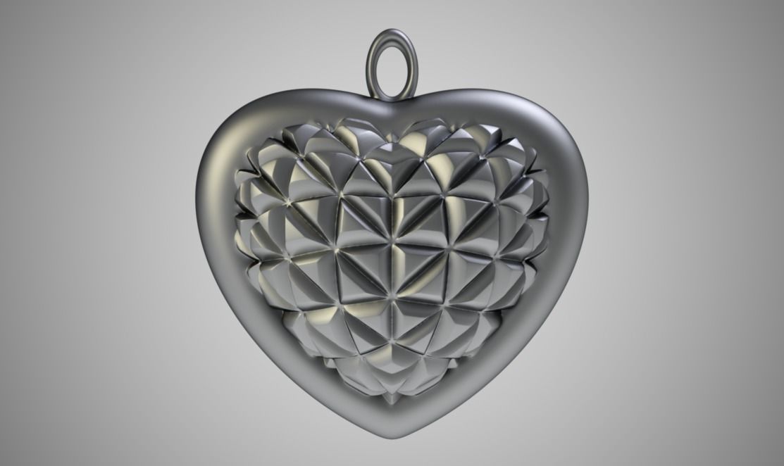 Cone Heart Pendant 3D print model_1