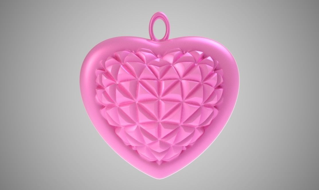 Cone Heart Pendant 3D print model_7