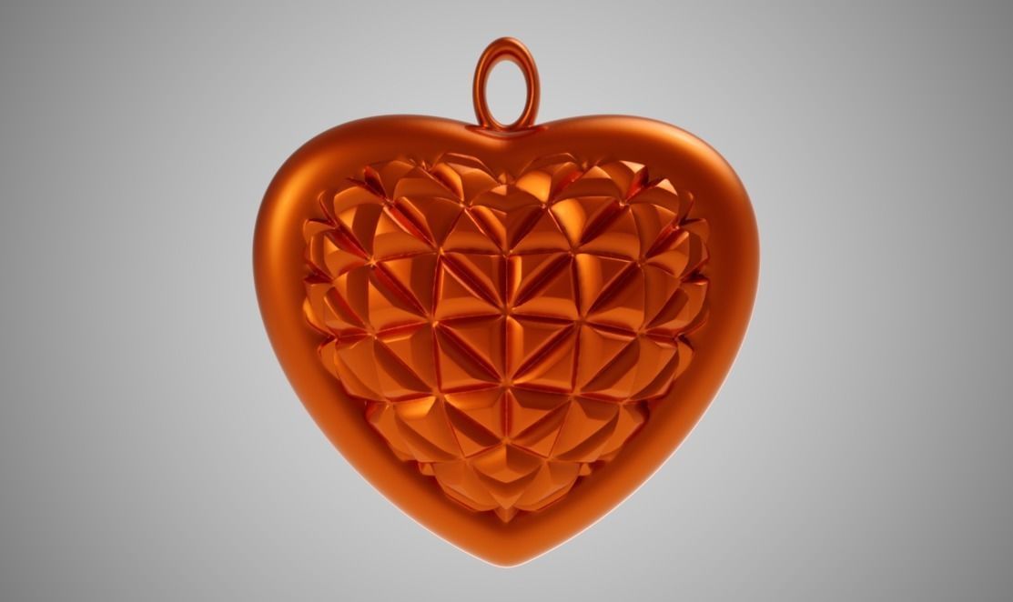 Cone Heart Pendant 3D print model_5