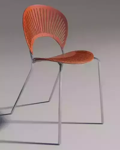 Chair Trinitad Style Red Wood Mental Ray 3D model