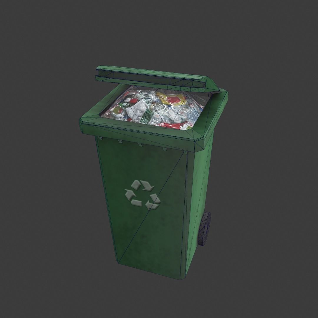 Garbage disposal bin Low-poly 3D model_6