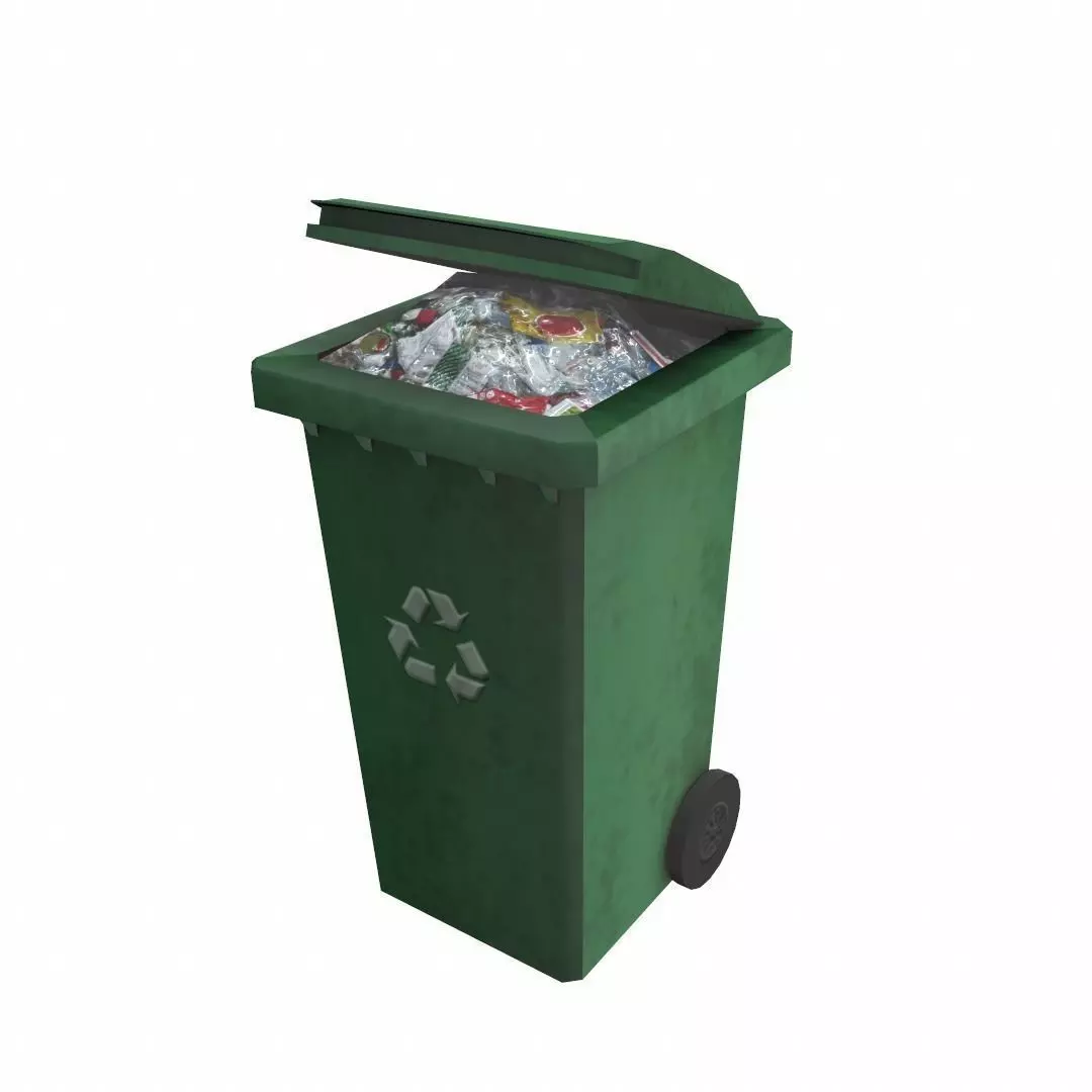 Garbage disposal bin Low-poly 3D model_0